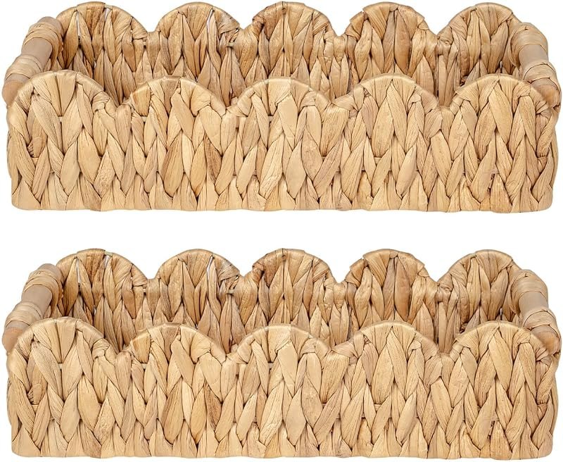 Kriitools Wicker Bathroom Basket 2PK Organizer w/Scalloped for Toilet Paper — Water storage for water storage