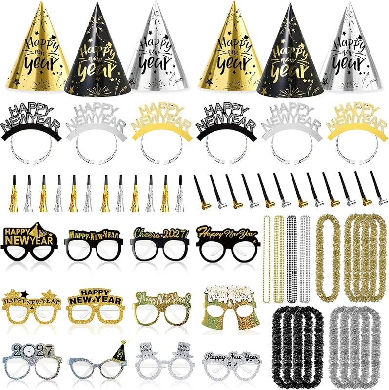 Piker New Years Eve Party Supplies 2027 for 12 Guests, 72pcs — new years eve sparklers for new years eve sparklers