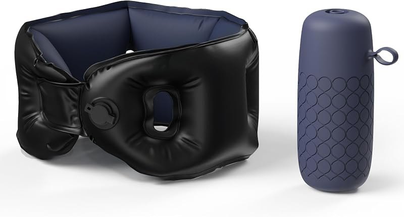 Inflatable Travel Pillow - Lightweight 80g Neck Pillow for Airplane Travel, Train, Long Car Rides, Compact & Portable