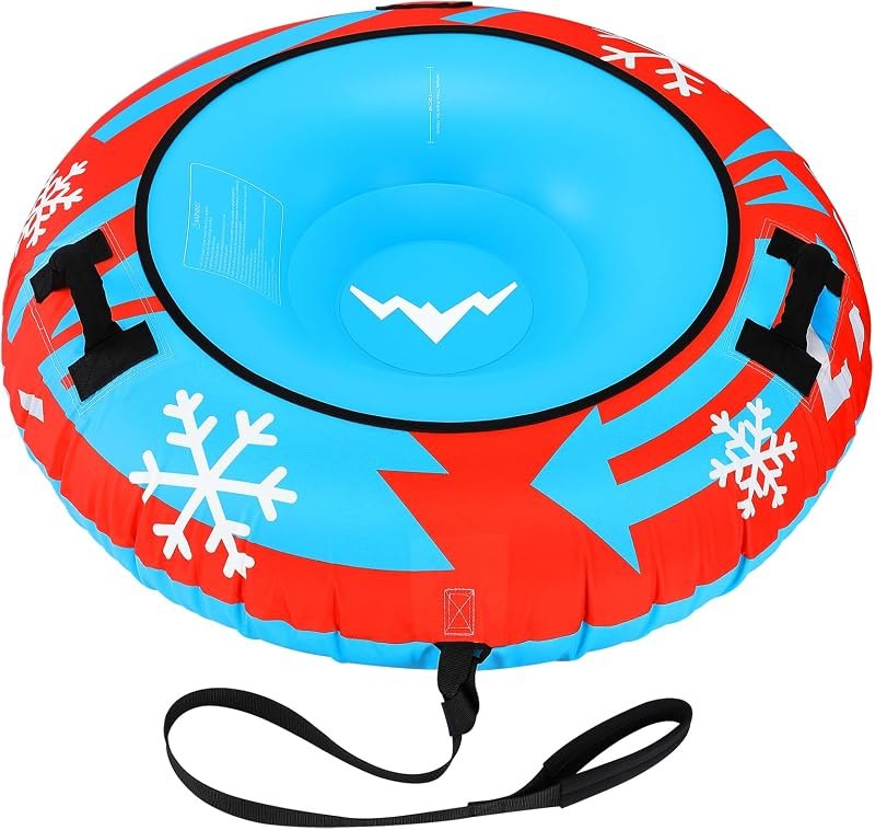 Inflatable Snow Tube for Kids and Adult, 47'' Large Heavy Duty Snow Sleds