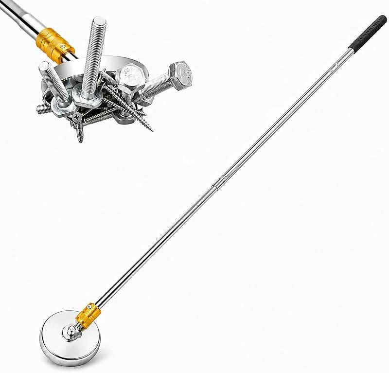 Heavy Duty 100lbs Magnetic Pickup Tool, Industrial Strength Magnet Sweeper with Stainless Steel Handle, Powerful Metal