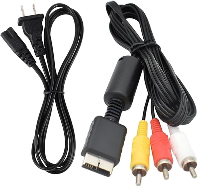 Audio AV RCA+AC Cable Power Adapter Cable to External TV Screen Monitor Compatible with Sony PlayStation 1 2 3 PS1 PS2