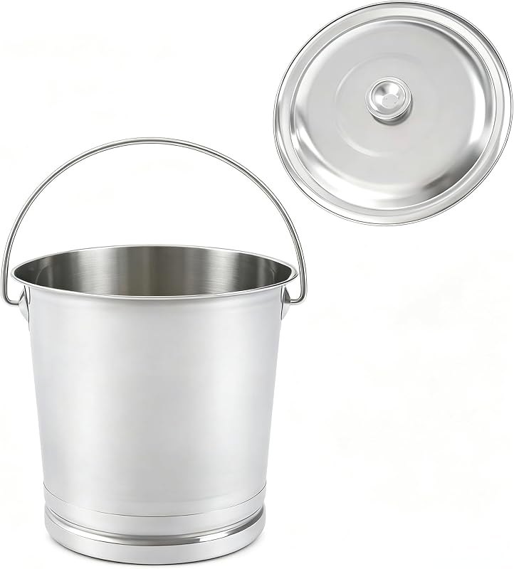 8.5Qt/2.2Gal Compost Bucket Bin Stainless Steel Pail Ice Buckets Milk Pail — best kitchen compost pail for kitchen