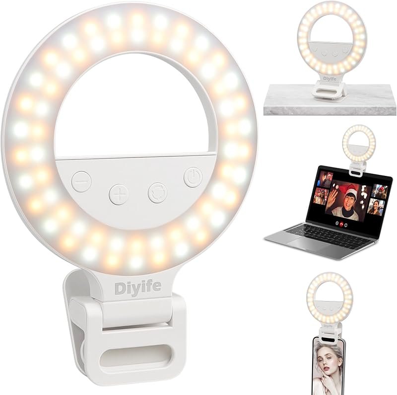 Diyife Selfie Ring Light, 60 LED Rechargeable Selfie Light for Phone — clip on ring light for clip ring light
