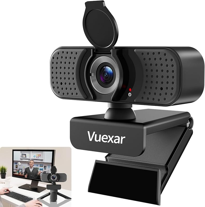 2K Webcam with Microphone, Web Camera withTripod, Dual Mics, Plug & Play Computer Camera for Online Calling, Cameras