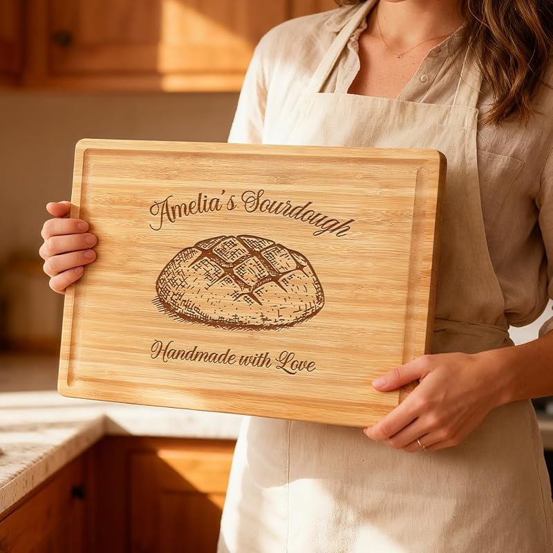 callie Personalized Bread Cutting Board - Sourdough Gifts for Women, Bakers, Bread Baking - Customized Unique Gifts