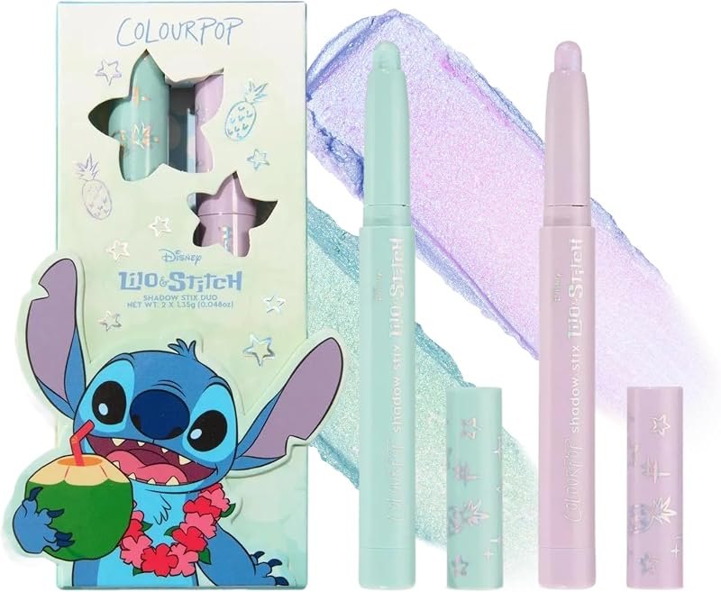 ColourPop x Stitch Cute and Feisty Shadow Stix Makeup Kit - Limited Edition Duochrome Eyeshadow Makeup Set - Vegan &