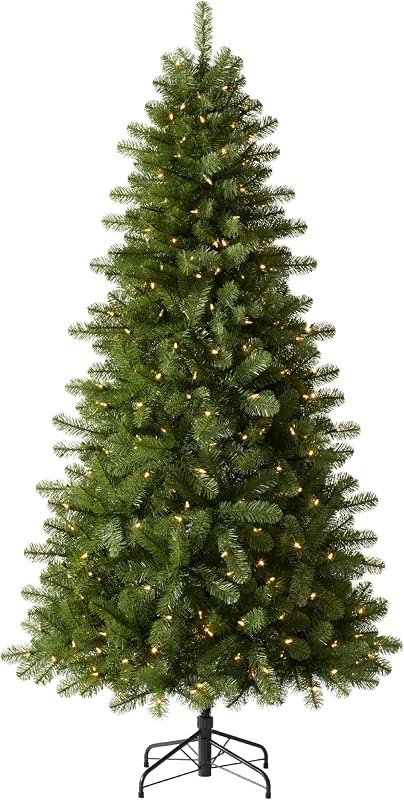 Treetopia Grand Evergreen Fir - Artificial Indoor Christmas Tree, Prelit with LED Clear Lights, Hinged Branches