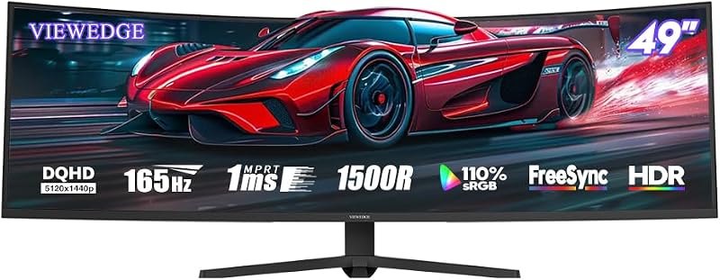 Viewedge 49" Curved Monitor Ultrawide Gaming 165Hz DQHD Computer Monitor — best 34 inch 1440p ultrawide for inch 1440p