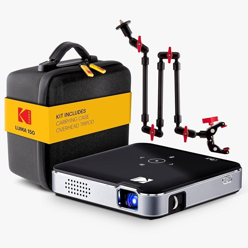 KODAK Luma 150 Kit 2 Mini Projector, Portable Projector, 120" Screen, Black — pocket projector with battery for pocket