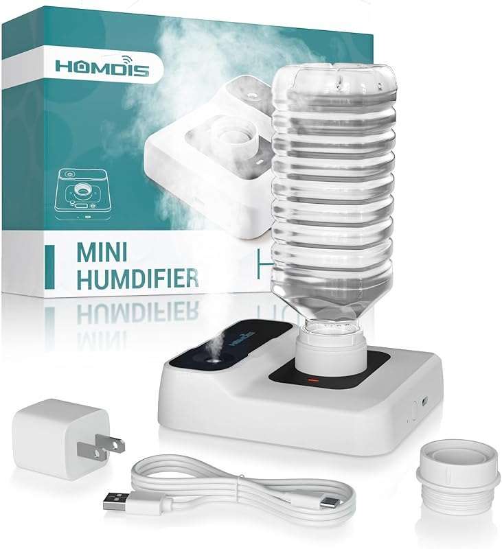 Travel Humidifier, Portable Small Humidifier for Plants, Bedroom, Office, Hotel or Car, Battery Operated Mini Cool