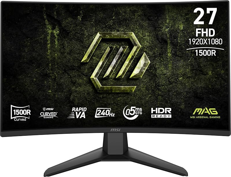 msi MAG 274CF X24 27-inch 1920 x 1080 (FHD) Gaming Monitor, 240Hz, AMD FreeSync Premium, HDR Ready, HDMI, VGA Port
