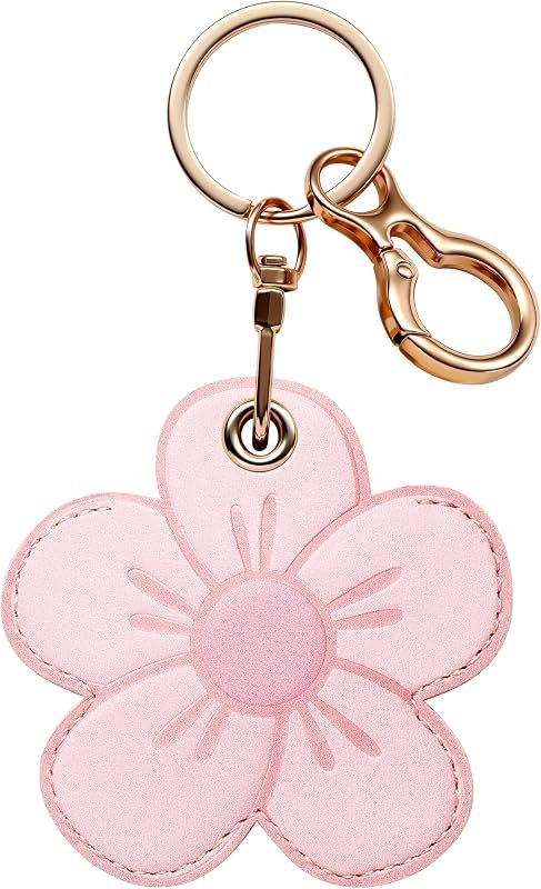 Leather AirTag Keychain Holder Compatible with Apple AirTag,Cute Protective Case Air tag Holder Cover Accessories with