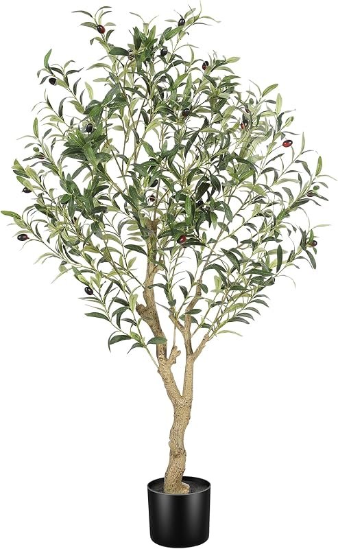 Faux Olive Tree 4ft with Large Olive Branches and Lifelike Leaves — small artificial olive tree for small artificial
