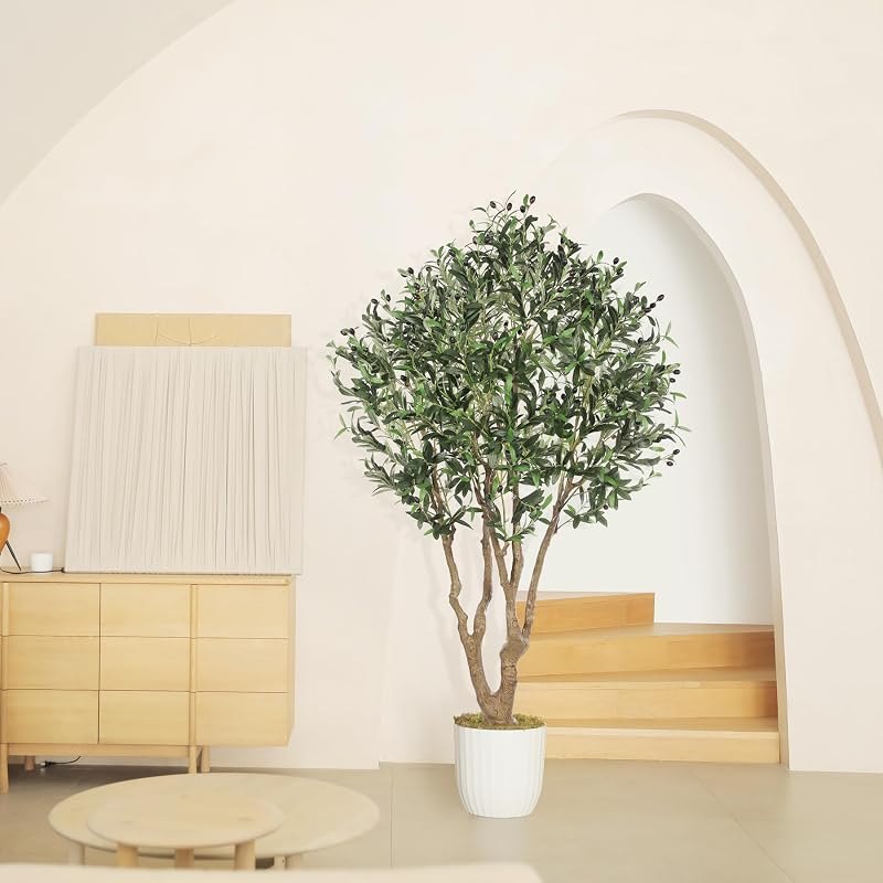 LYERSE Faux Olive Tree 6ft with Large Olive Branches and Realistic Fruits — potted faux tree for potted faux tree