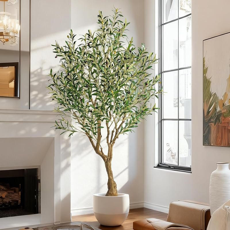 6ft Faux Olive Tree with Pot & Moss Artificial Olive Plant Fake Olive Tree for Home Decor, Large Indoor Artificial