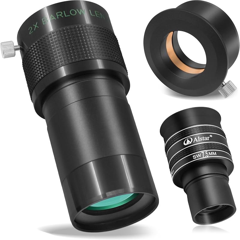 Alstar 1.25" 58 Degree 7.5mm Telescope Eyepiece - Bundle with - 2 inch ED 2X Barlow Lens — planetary nebula eyepiece