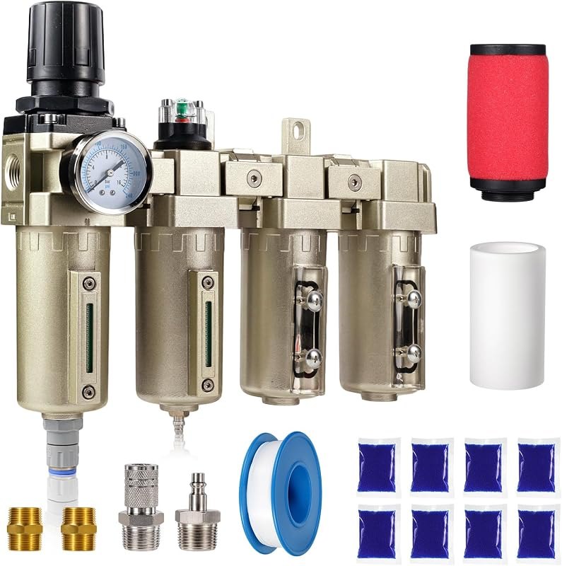 Upgraded 3/4" NPT Industrial Air Compressor Dryer with Filter, 4 Stage Oil Water Separator for Plasma Cutter, Paint
