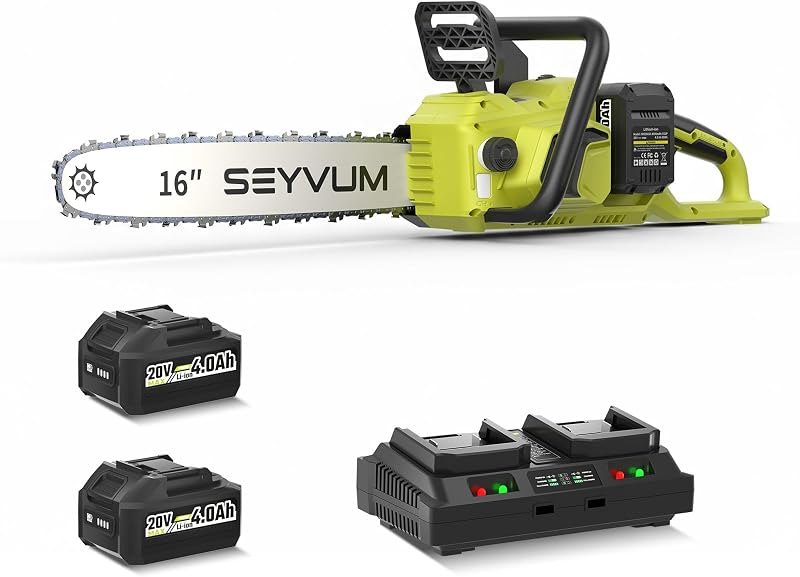 SEYVUM 40V 16 Inch Chainsaw Cordless Electric Chain Saw, 2×4.0Ah Batteries — 16 inch electric chainsaw for inch