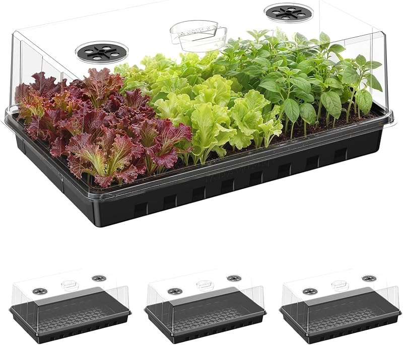 Seed Starter Tray, Gardening Plant Grow Trays Kit for Seedling, Germination Trays with 4.72 Inch High Humidity