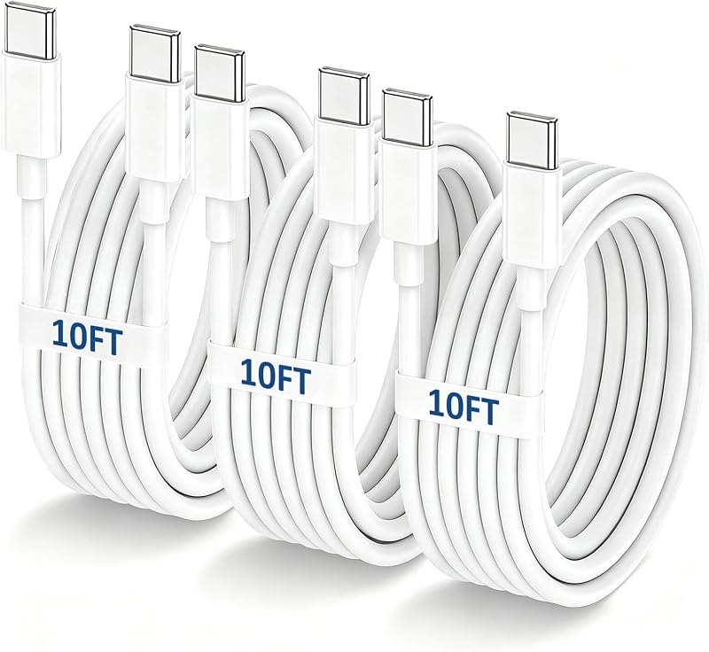 10 FT USB C Cable Fast Charging Long Type C Cord for iPhone 18 17 16 15 — usb c cable for usb cable