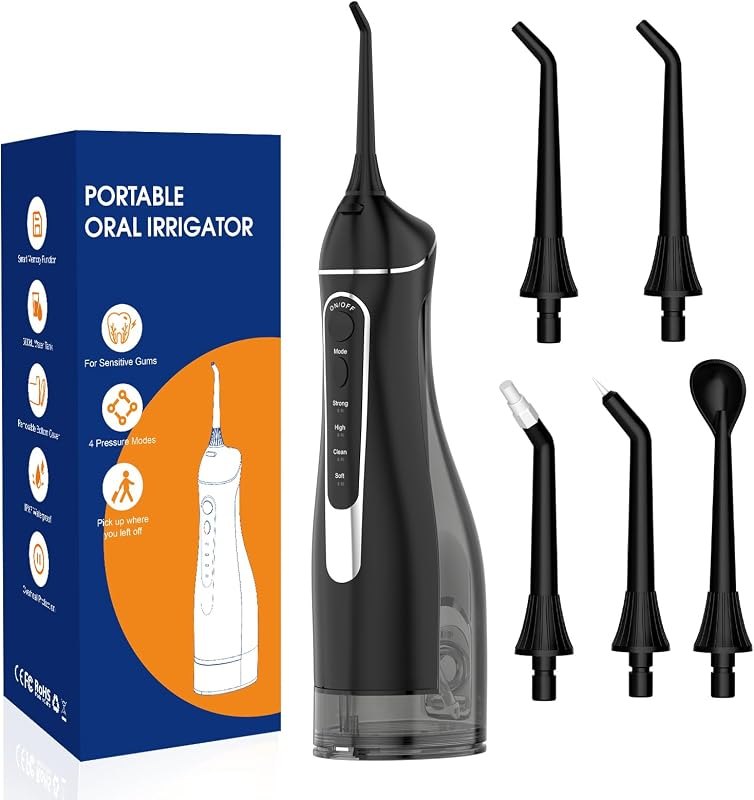 Water flossers for Teeth Pick, Portable Oral Irrigator Dental with 4 Modes 5 Jet Tips, IPX7 Rechargeable Water Tooth