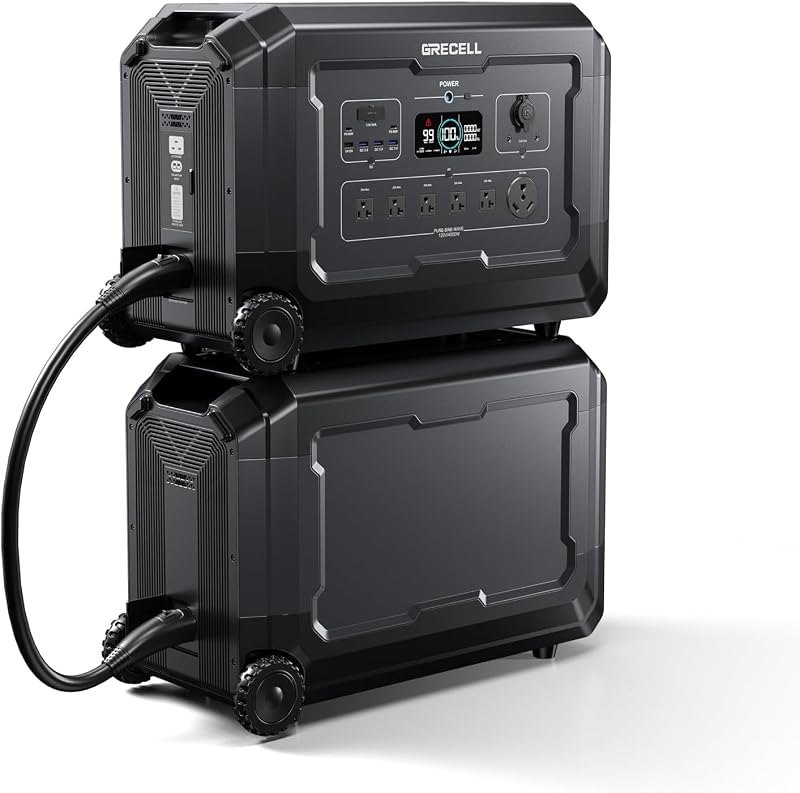 GRECELL Portable Power Station 4000W with Expansion Battery 5040Wh LiFePO4 Power Station 16 Outlets with 20ms UPS