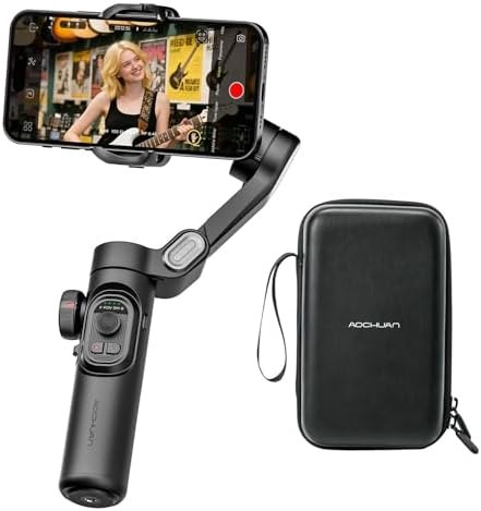 Phone Gimbal Stabilizer 3-Axis Smartphone Foldable Handheld Gimbal for iPhone, Portable Hard Case for Camera, Lens &