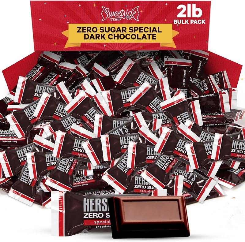 Zero Sugar Special Dark Chocolate Candy Bulk Pack - Individually Wrapped Sugar Free Chocolate Candy Bar Snack Size for