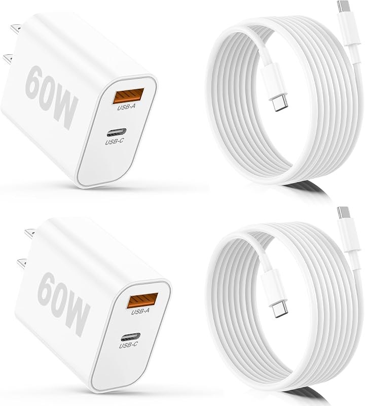 iPhone 17/16/15 Pro/Pro Max Charger, Dual Port USB-C Wall Charger with PD 40W & QC 20W Fast Charging, 10FT USB-C Cable