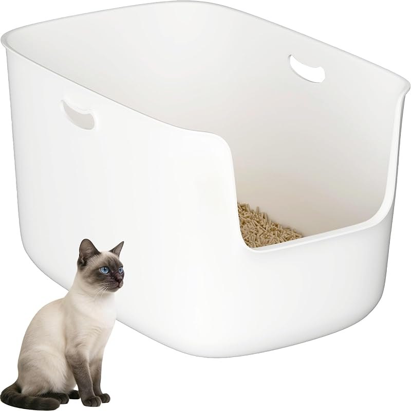 Jumbo Extra Large Cat Litter Box - High Sided Low Entry Open-Top Anti-Splash Pan for Multiple Cats, Kittens & Senior