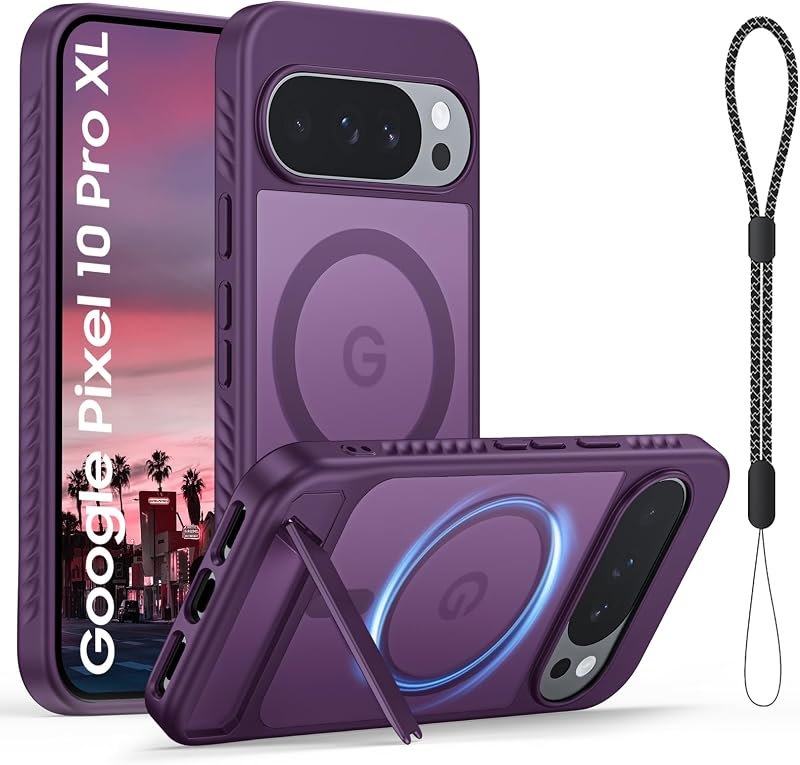 Magnetic for Pixel 10 Pro XL Case, [Built-in Invisible Stand] [Compatible with MagSafe Accessories] Slim Shockproof