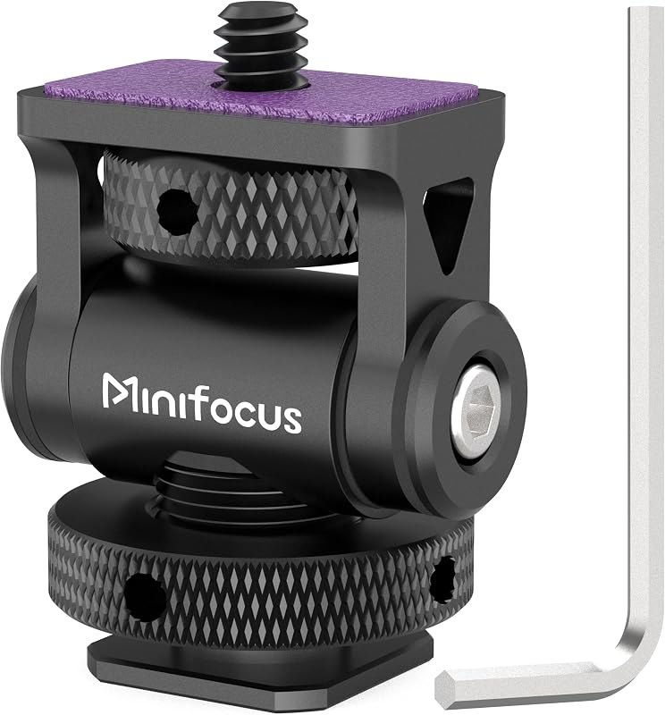 MINIFOCUS Camera Monitor Mount with Cold Shoe, 1/4" Screw for 5" & 7" Field Monitor, Swivel 360° and Tilt 160° Holder