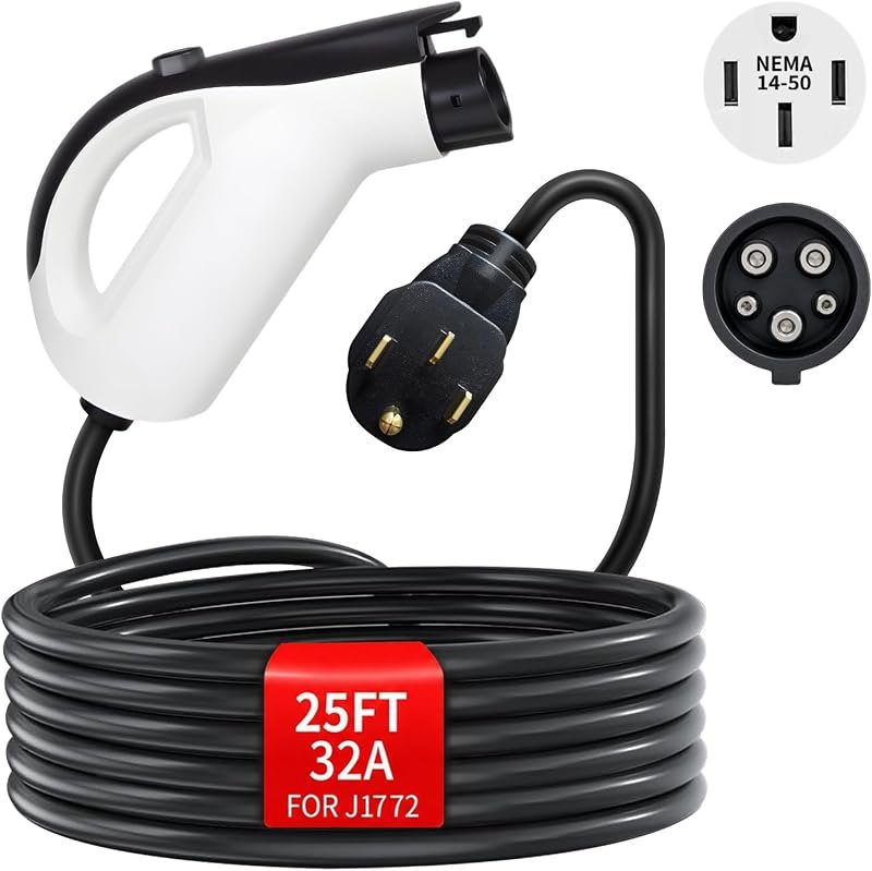 Level 2 EV Charger for J1772 EVs and PHEVs, 240V 32A, NEMA 14-50 — hardwired EV charger for hardwired charger