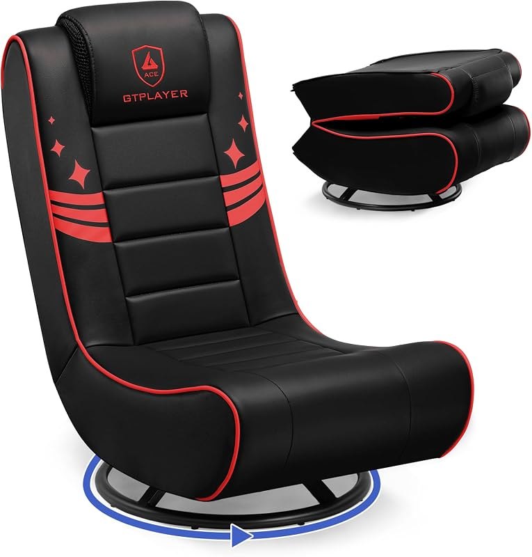 GTPLAYER Floor Gaming Chair Foldable Swivel Floor Chairs for Kids Boys Comfy Video Game Seat with 360° Multipurpose