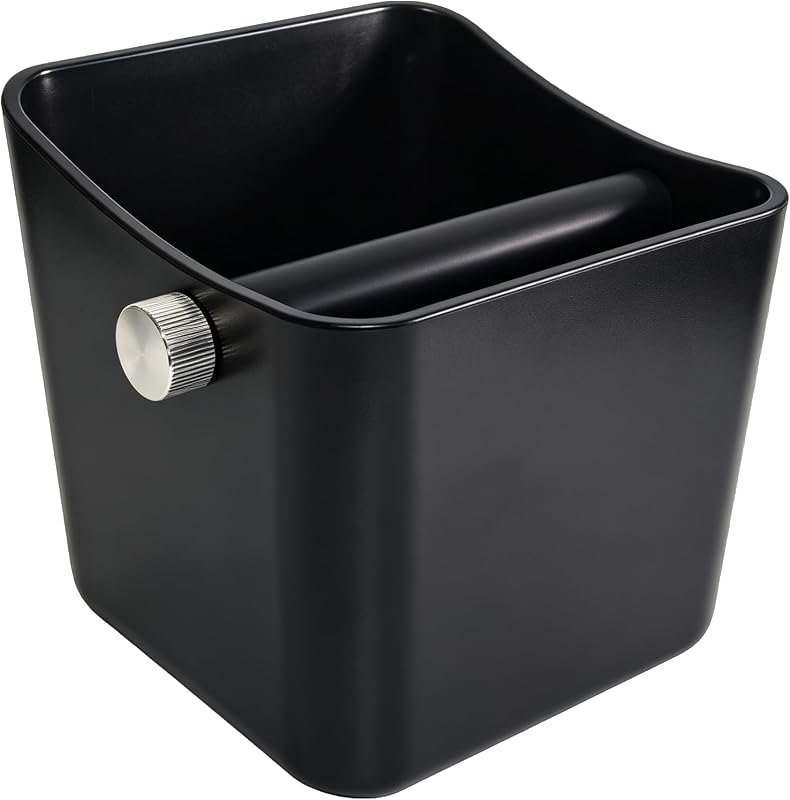 Espresso Knock Box,Large Capacity & Non-Slip Base Coffee Grounds Knock Box,With Removable Shock-Absorbent Knock Bar