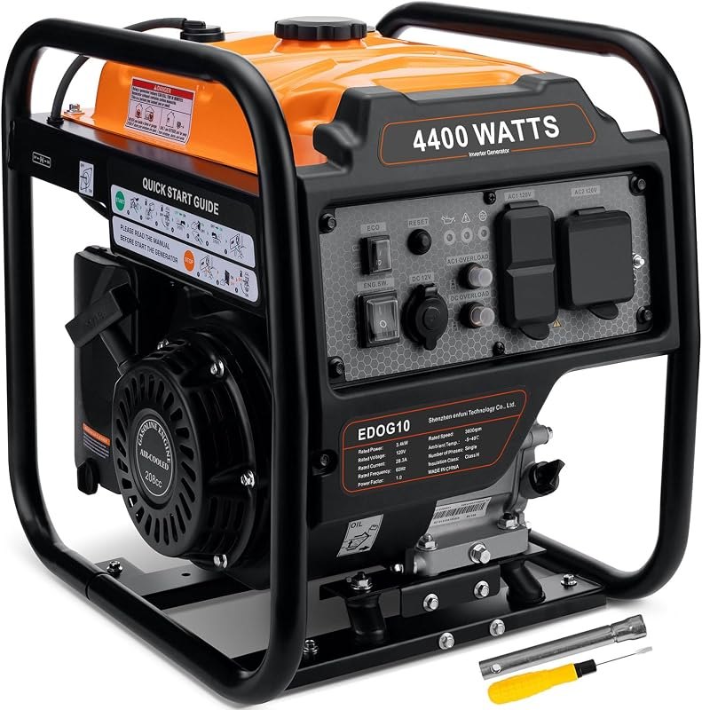 Oxseryn 4400-Watts Inverter Generator, Open Frame Generator Gas Powered, Emergency Home Backup, RV Ready 30A Outlet