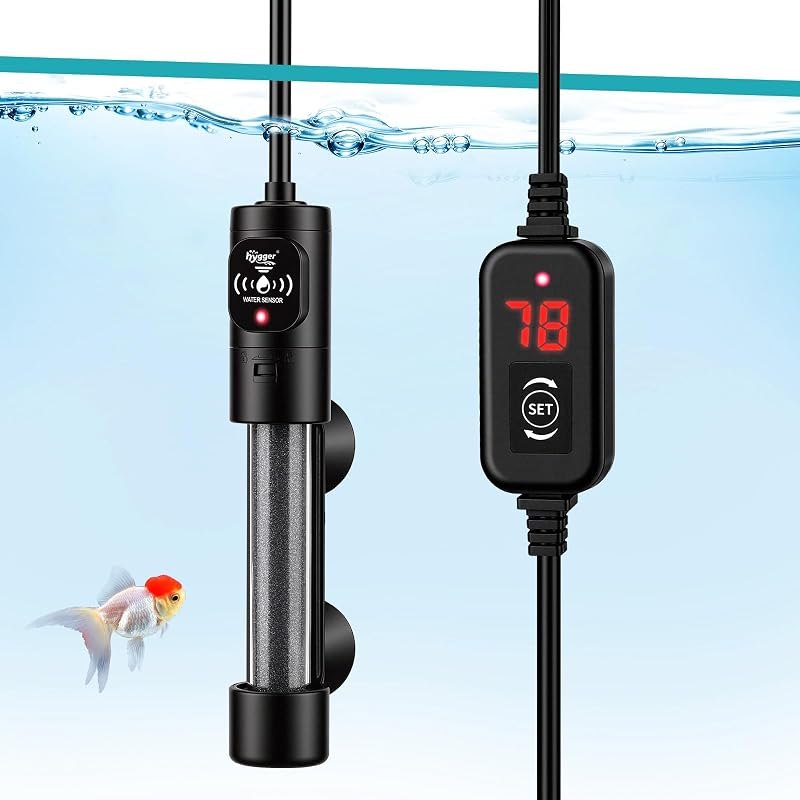 hygger Submersible Aquarium Heater, Small Adjustable Fish Tank Heater with 2 Suction Cups, Temperature Controller