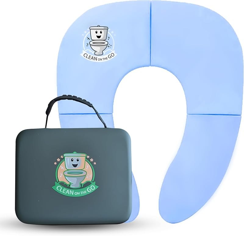 Travel Potty Seat: Portable w Carrying Case for Toddler Toilet Training, Foldable Non-Slip Silicone for kids public