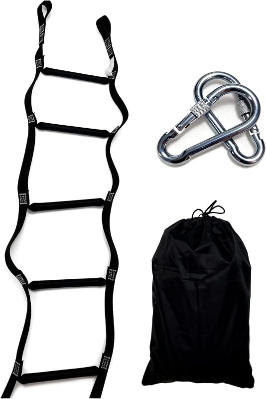 5-Step Portable Boat Rope Ladder, 440 lb, with Hook & Storage Bag — pontoon boat dock ladder for pontoon boat dock