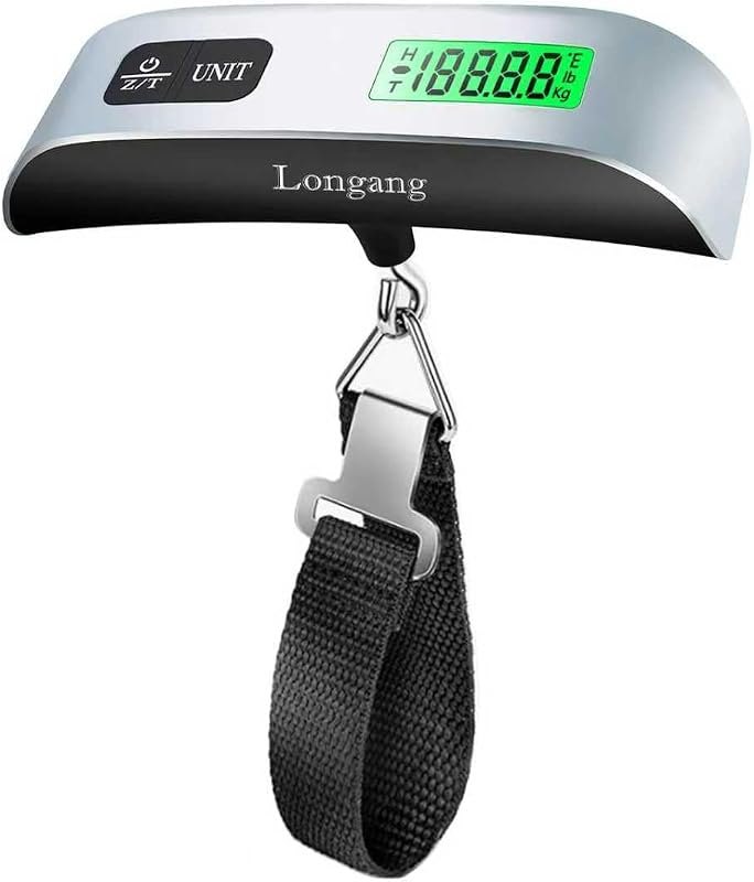 Portable Digital Luggage Scale with Backlit Display, Hanging Hook and Included Battery - 110 Pound Capacity Handheld