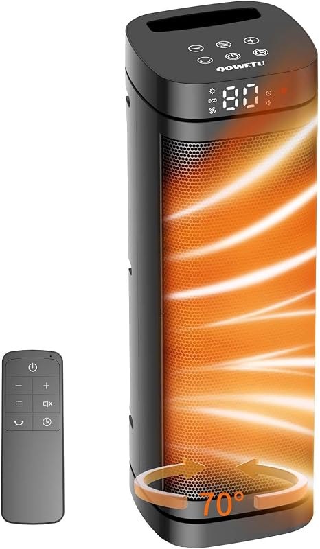 17 inches Space Heater for Indoor Use - 1500W Electric Heaters for Indoor Use with Thermostat, 70° Oscillation, 5