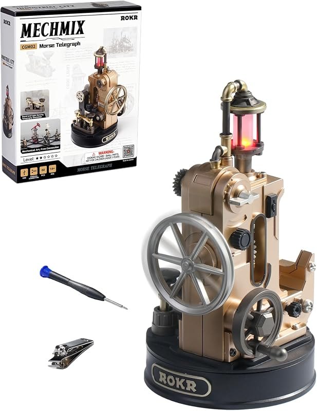 ROKR Metal 3D Puzzle Mechanical Model Kits,Platsic DIY Industrial City Crafts Gifts(Morse Telegraph) — Model Airplane