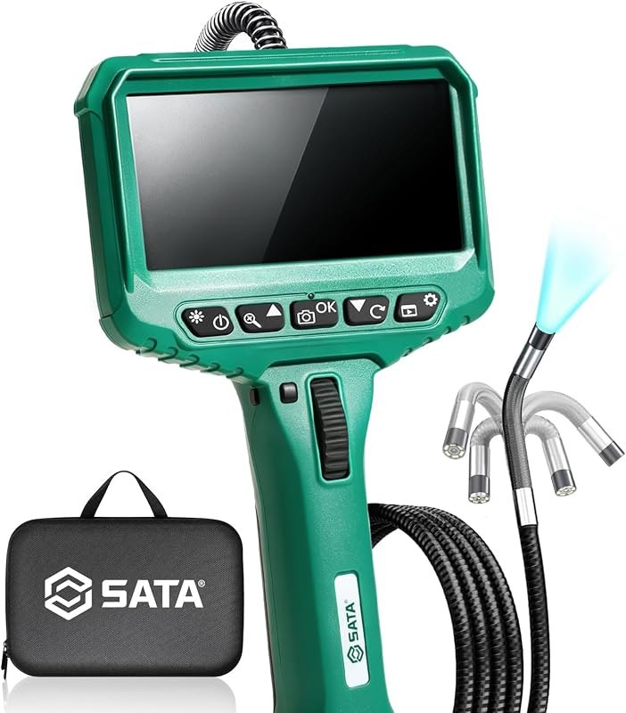 SATA Articulating Borescope Camera with Light, 210° Two-Way Endoscope — septic tank inspection camera for septic tank