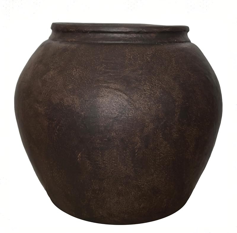 12" H x 14" Dia Fiberstone Vintage Style Planter with Drainage Hole, Indoor/Outdoor Large Plant Pot for Home Patio