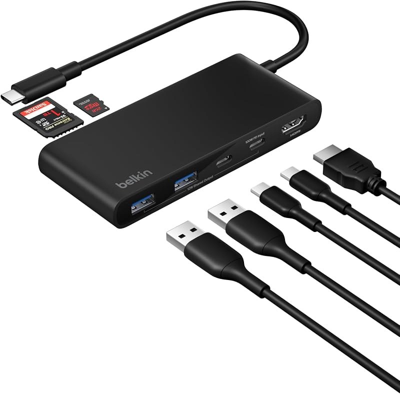 Belkin USB-C Hub 7-Port 4K HDMI SD MicroSD 100W PD for Neo MacBook & More — computing docks for computing docks