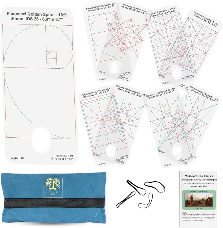 Large Fibonacci Smartphone Directors Viewfinder, Compatible with iPhone — kit for chromagraph camera ios app