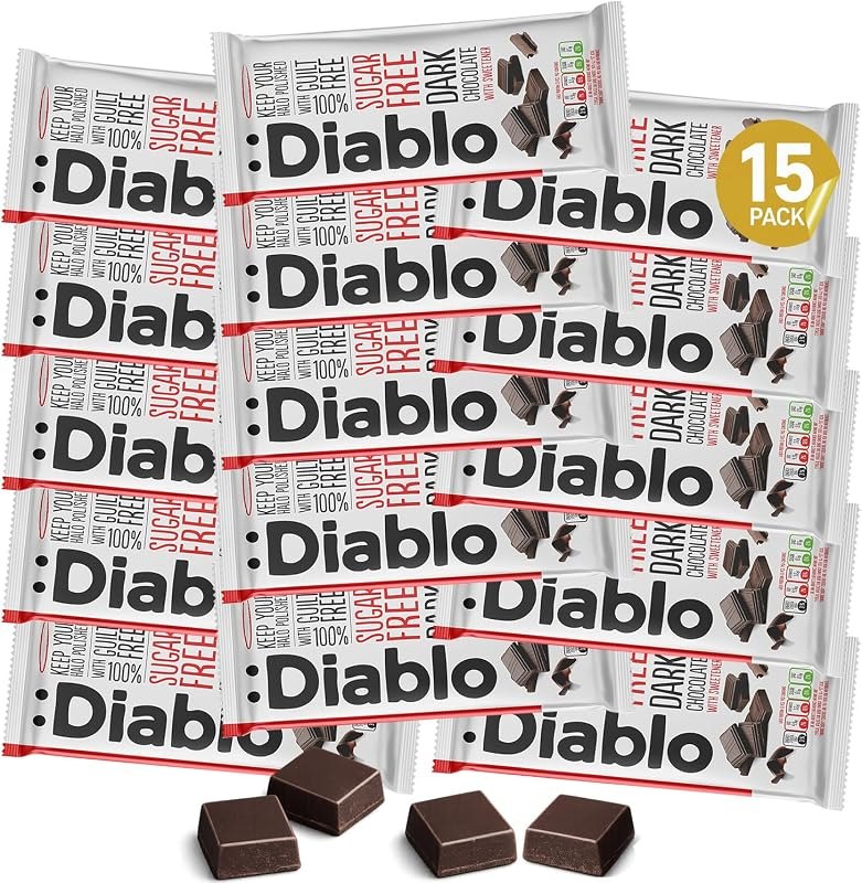 Diablo Dark Chocolate - Maltitol Sweetened, Low Carb, Keto Friendly Sugar Free Chocolate Bar - Celebrate any Occasion