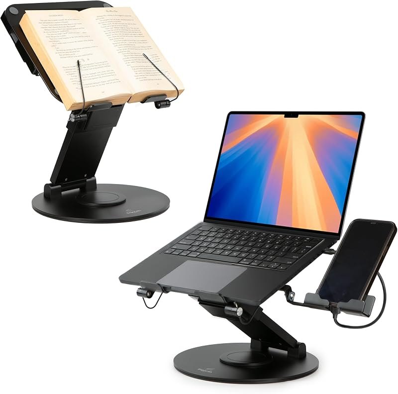 3 in 1 Laptop Stand for Desk, Book Stand & Phone Holder, Sky Black — computer laptop stand for computer laptop stand