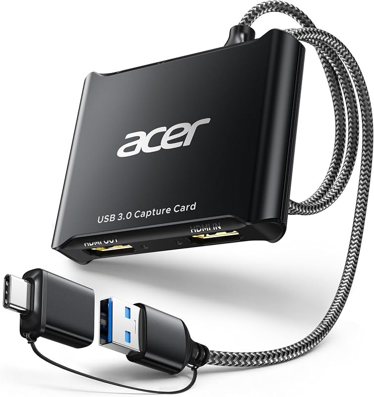 acer USB 3.0 HDMI Capture Card, 4K HDMI Loop-Out, 1080P 60Hz for Streaming — usb c capture card for usb capture card